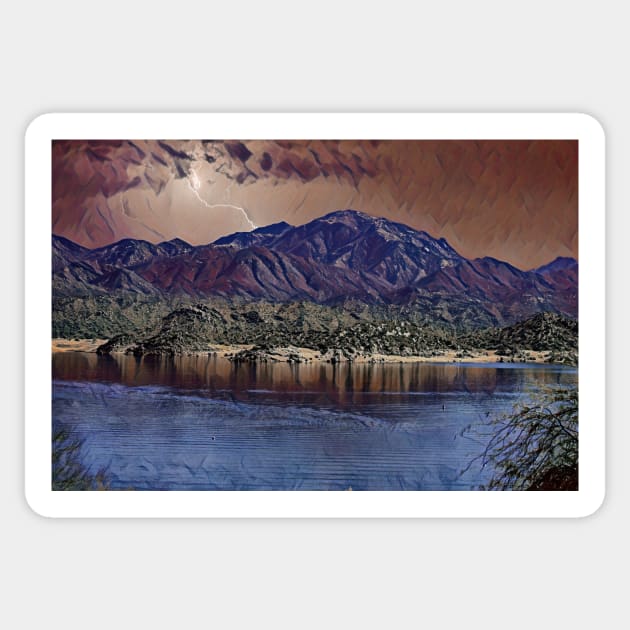 Stormy Monday at Bartlett Lake Sticker by LarryNaderPhoto